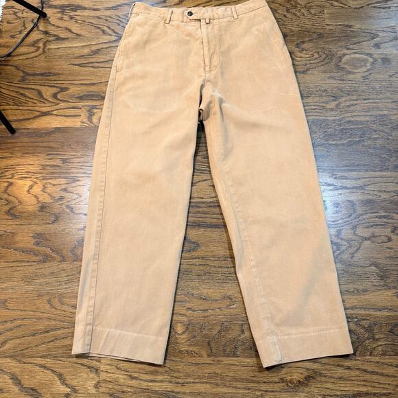 Faconnable Other - Vintage Façonnable Brushed Cotton Pants Men’s 34x29 Tan Wide Leg Cuffed